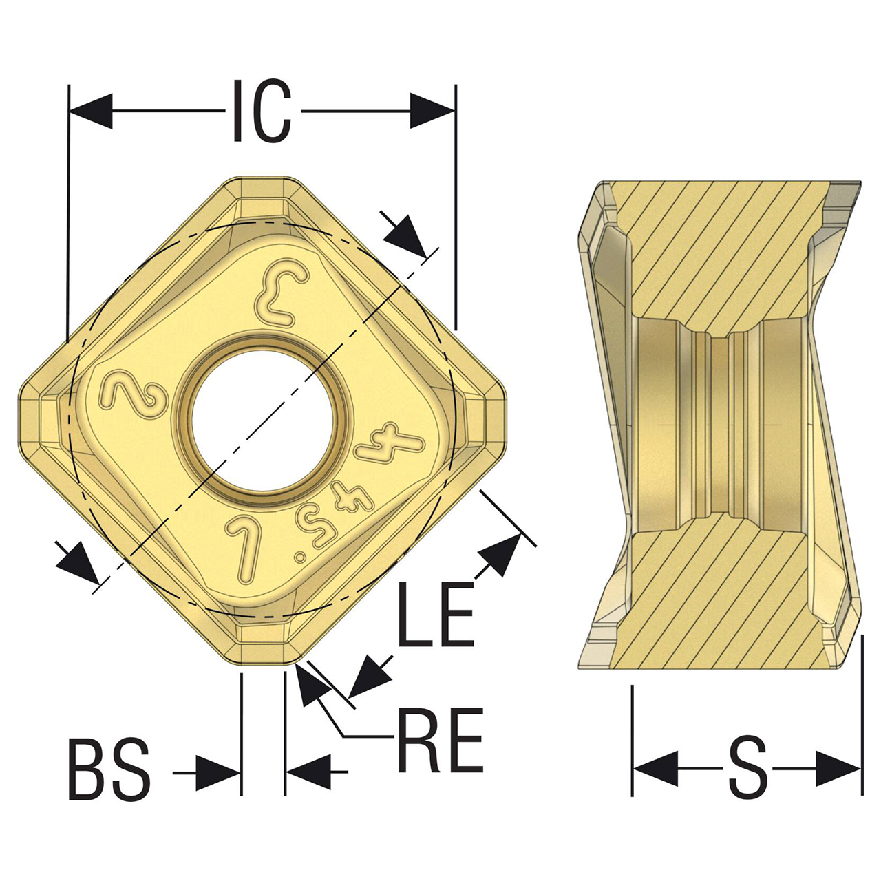 Seco Tools 03213570 | 0.551" Inscribed Circle Diameter x 0.039" Radius x 0.259" Thickness 8 Cutting Edge Carbide Milling Insert