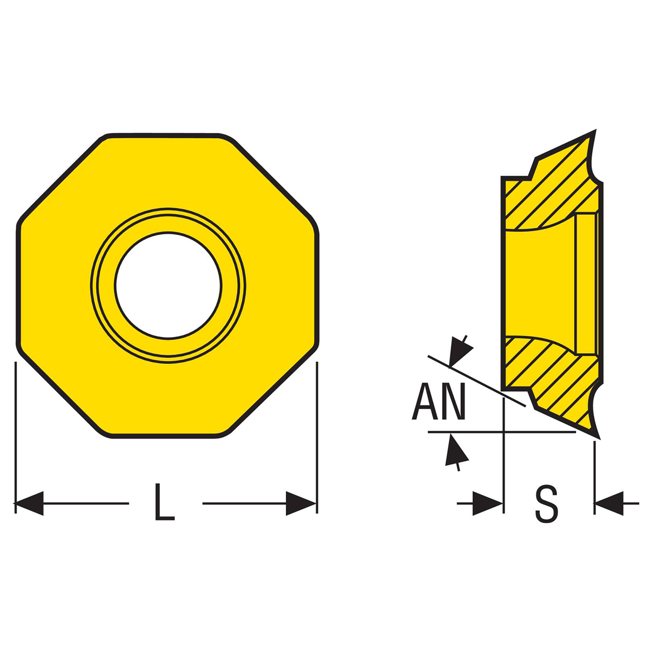 Seco Tools 03272987 | 0.504" Inscribed Circle Diameter x 0.020" Radius x 0.156" Thickness 8 Cutting Edge Carbide Octomill Insert