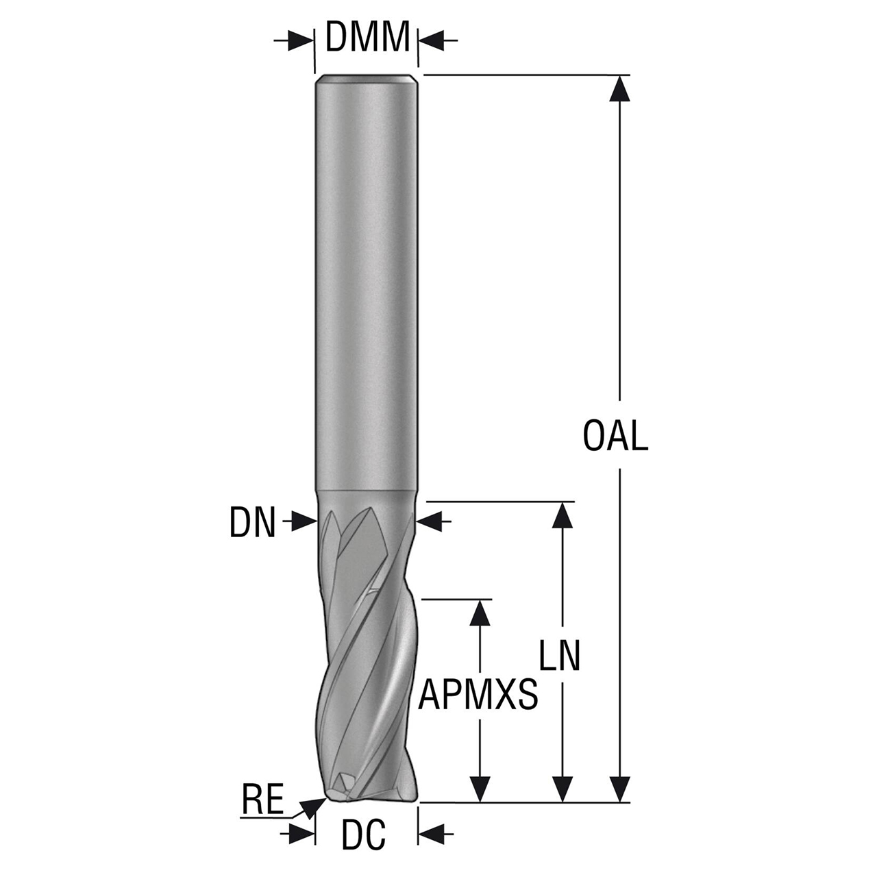 Seco Tools 10053032 | 6.00mm Diameter x 6.00mm Shank x 1.00mm Radius x 57.00mm OAL 3 Flute 35 Degree Helix Angle SIRON-A Coated Carbide Corner Radius End Mill