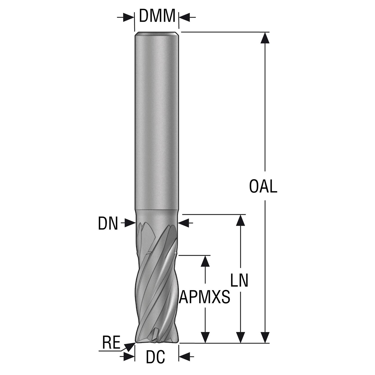 Seco Tools 10053077 | 12.00mm Diameter x 12.00mm Shank x 0.50mm Radius x 83.00mm OAL 4 Flute 35 Degree Helix Angle SIRON-A Coated Carbide Corner Radius End Mill