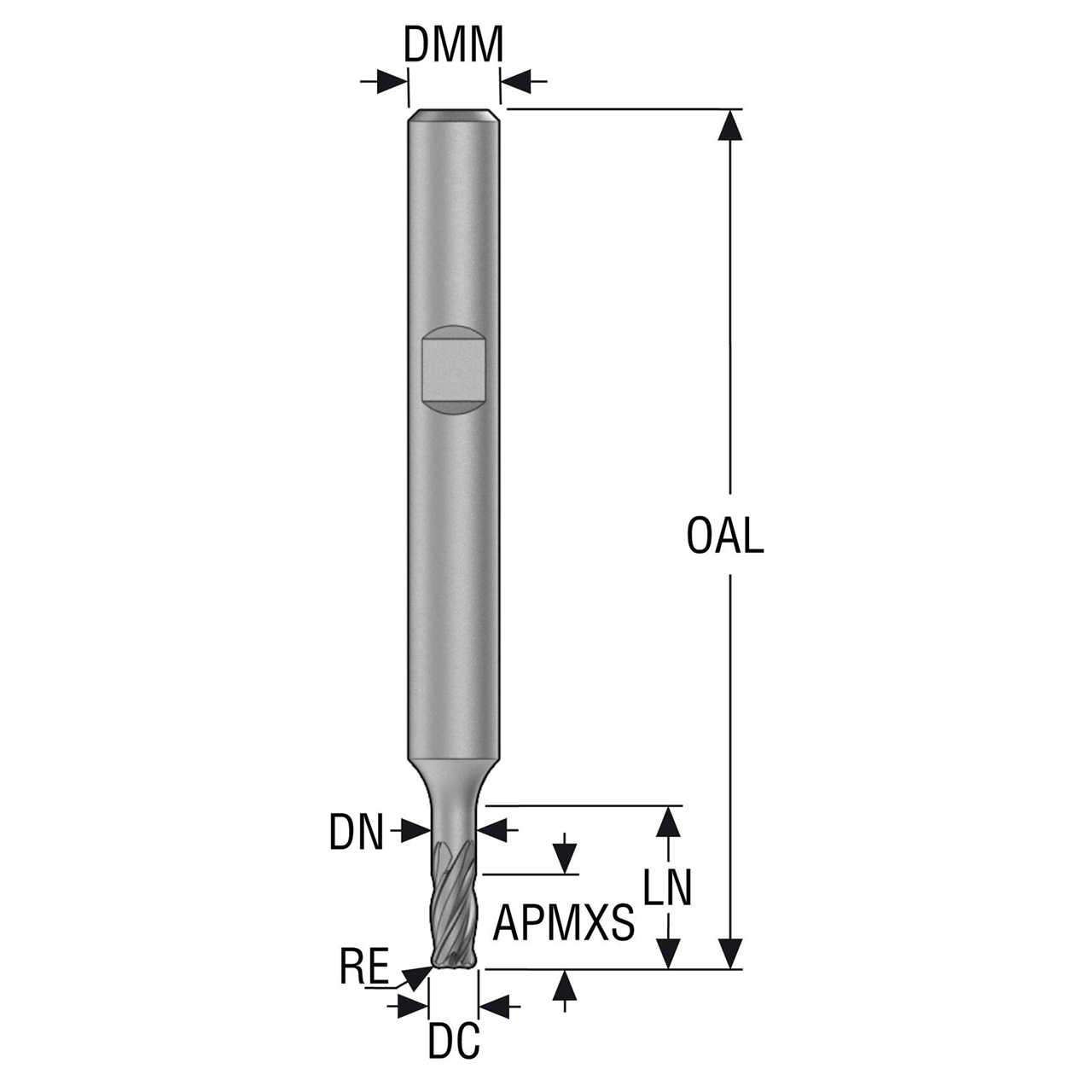 Seco Tools 10053306 | 5.00mm Diameter x 6.00mm Shank x 0.50mm Radius x 57.00mm OAL 4 Flute 35 Degree Helix Angle SIRON-A Coated Carbide Corner Radius End Mill