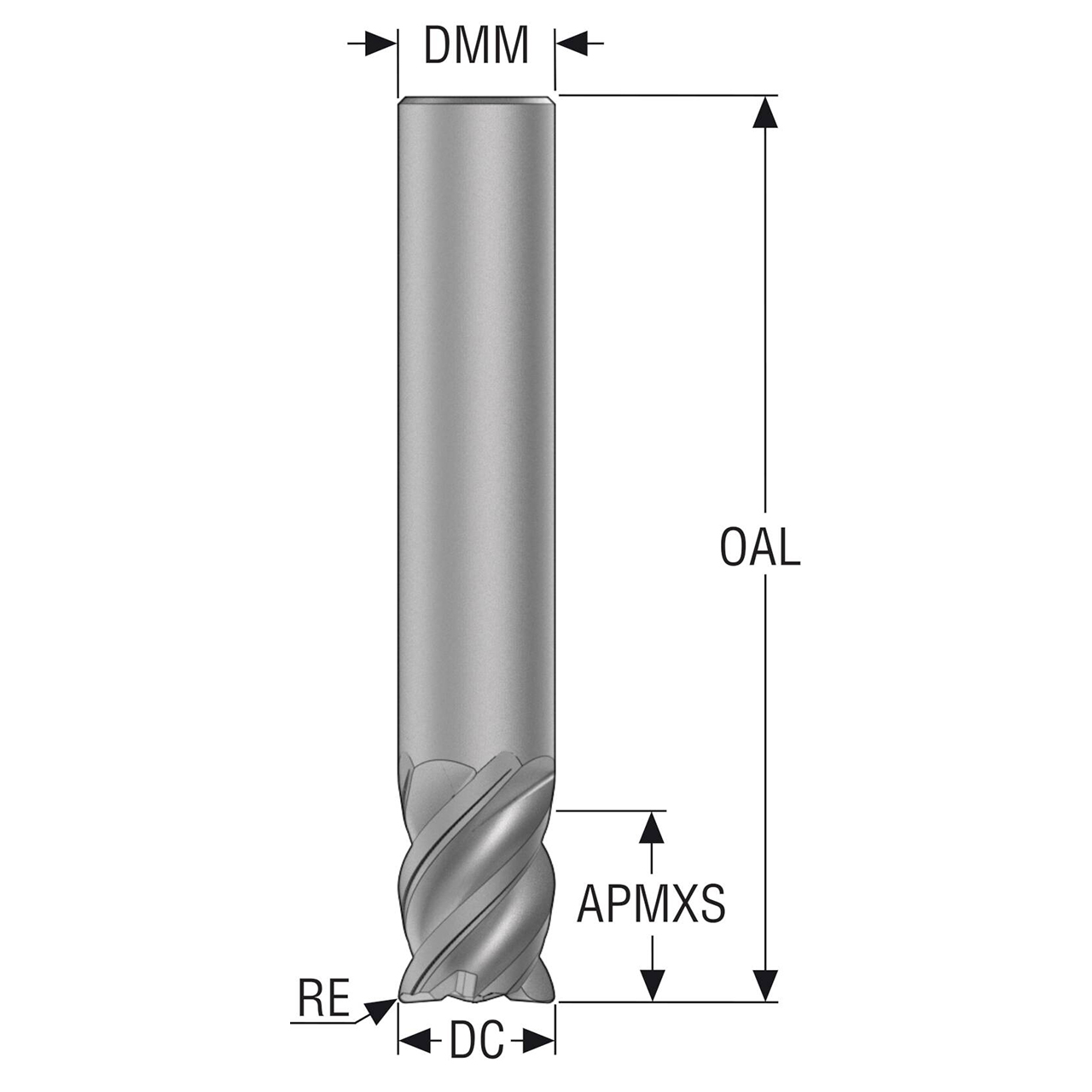 Seco Tools 10164868 | 6.00mm Diameter x 6.00mm Shank x 0.20mm Radius x 50.00mm OAL 4 Flute 48 Degree Helix Angle HXT Coated Carbide Corner Radius End Mill