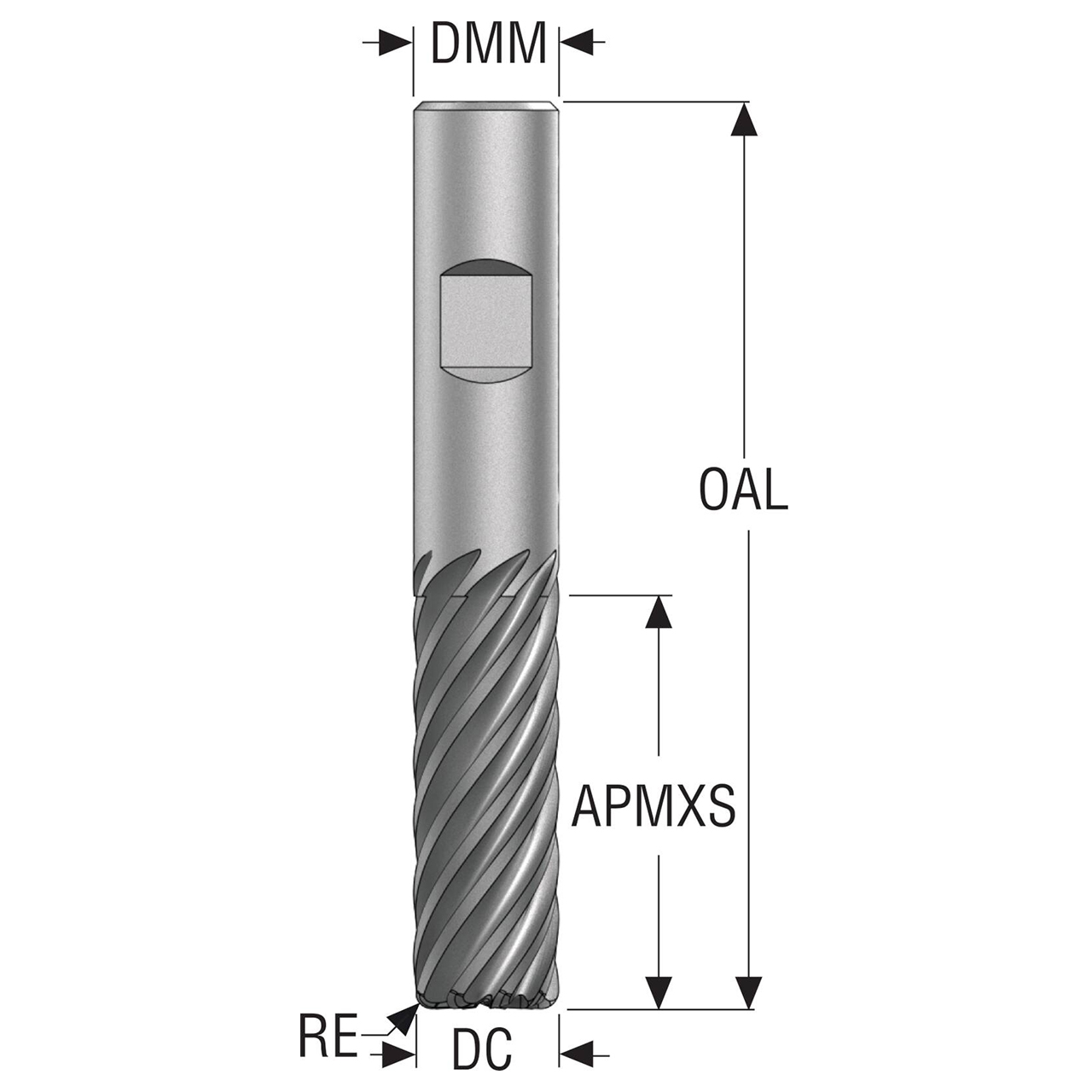 Seco Tools 10228398 | 20.00mm Diameter x 20.00mm Shank x 3.00mm Radius x 105.00mm OAL 9 Flute 38 Degree Helix Angle HXT Coated Carbide Corner Radius End Mill