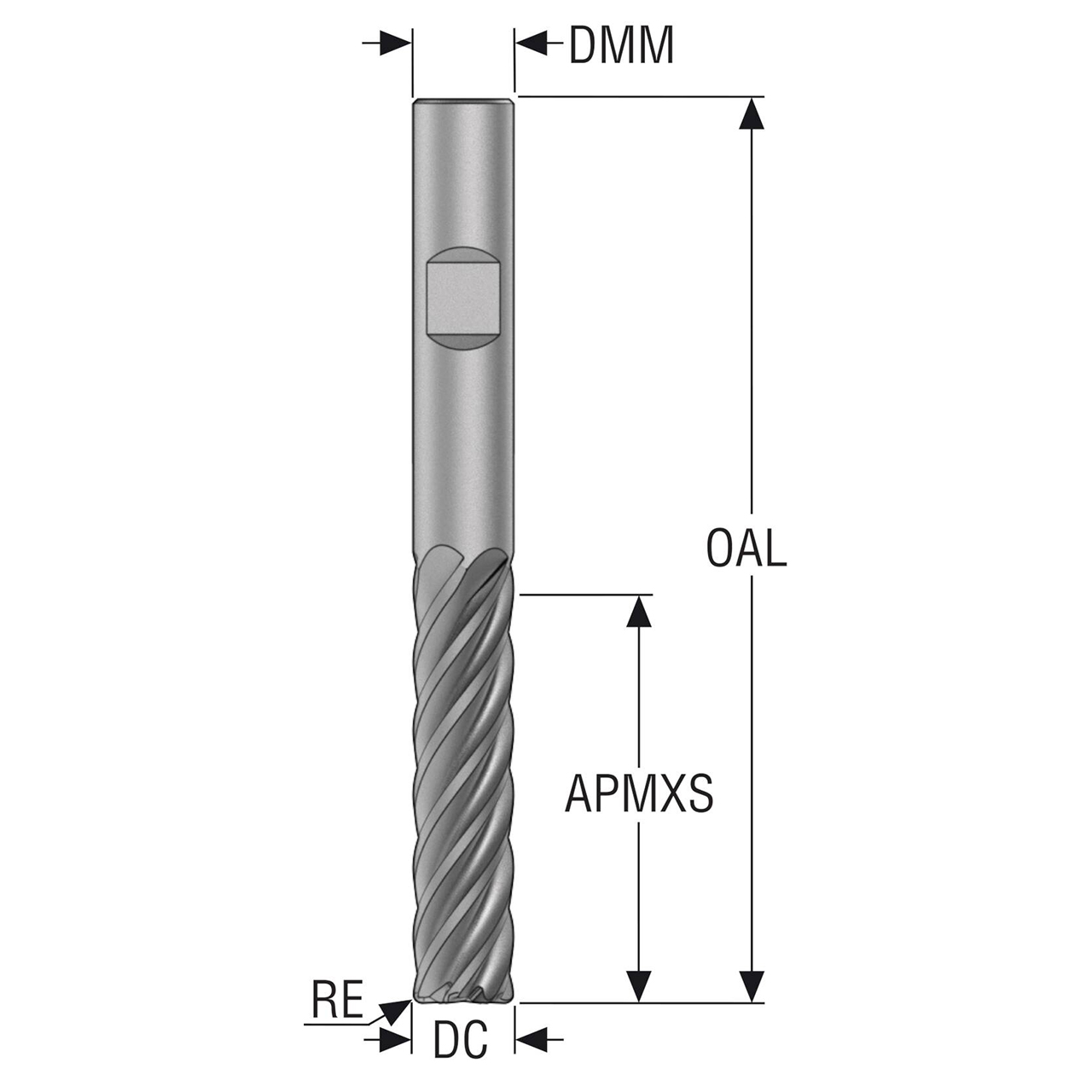 Seco Tools 10228461 | 16.00mm Diameter x 16.00mm Shank x 1.00mm Radius x 130.00mm OAL 6 Flute 38 Degree Helix Angle HXT Coated Carbide Corner Radius End Mill