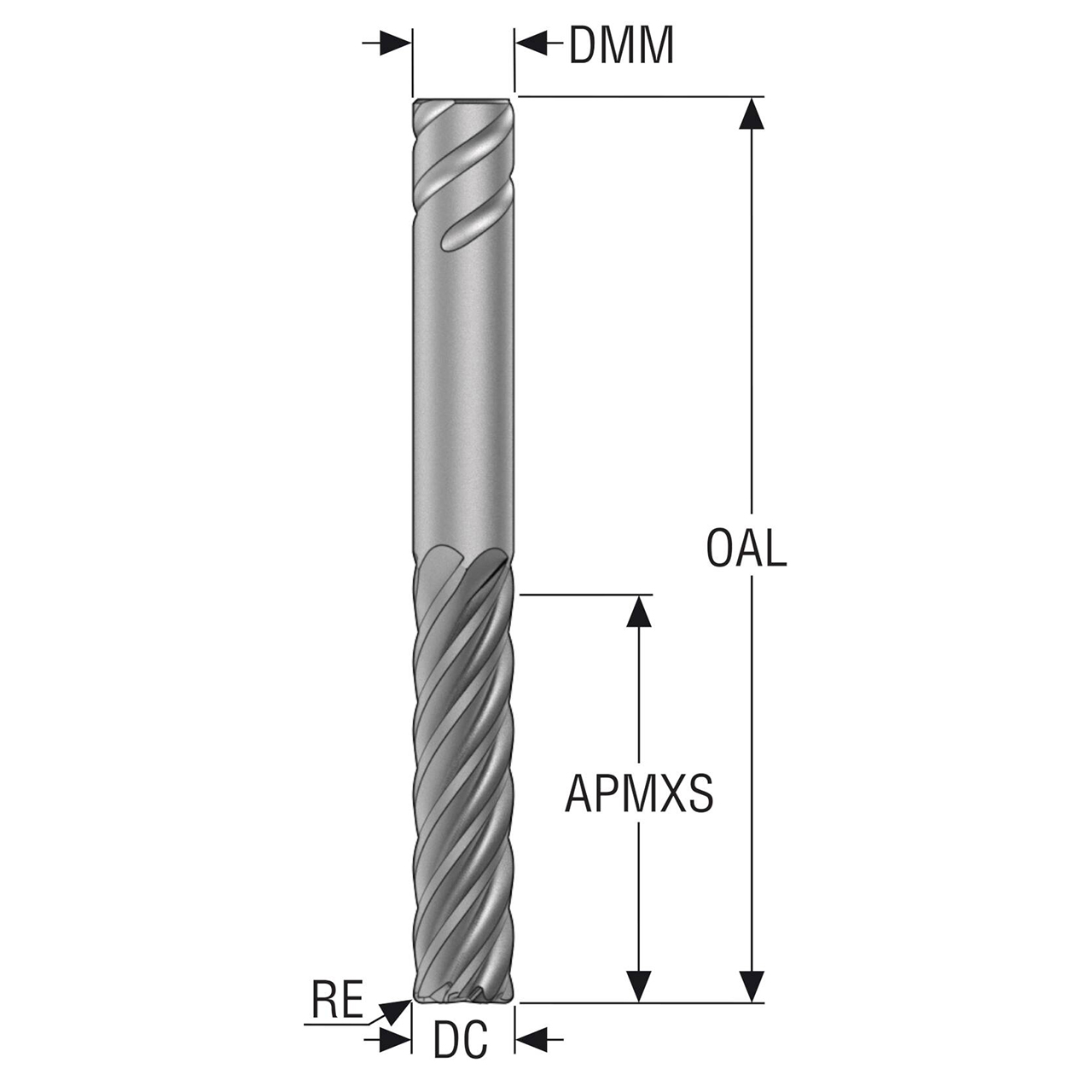 Seco Tools 10228481 | 16.00mm Diameter x 16.00mm Shank x 0.50mm Radius x 130.00mm OAL 6 Flute 38 Degree Helix Angle HXT Coated Carbide Corner Radius End Mill