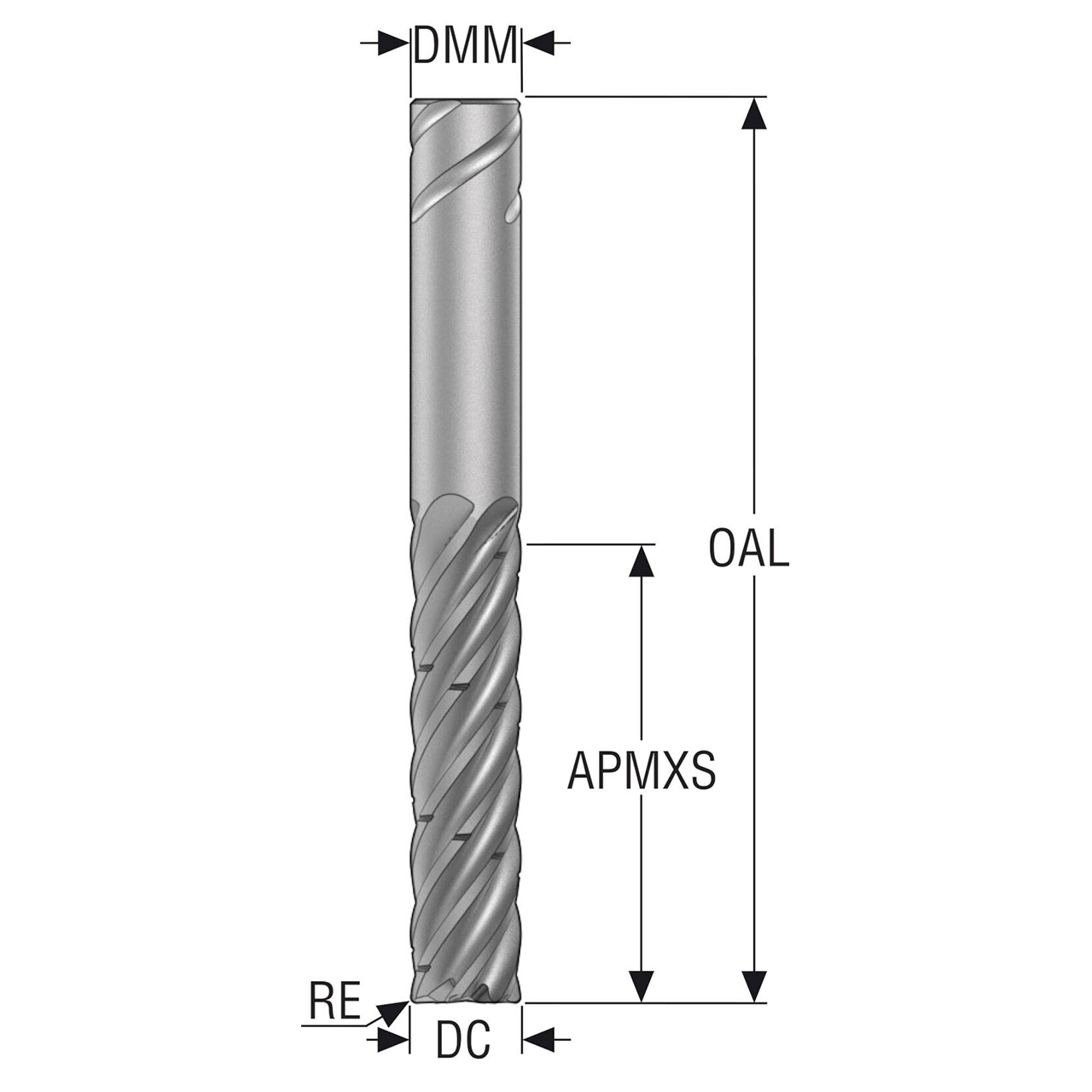 Seco Tools 10228531 | 16.00mm Diameter x 16.00mm Shank x 1.00mm Radius x 130.00mm OAL 6 Flute 38 Degree Helix Angle HXT Coated Carbide Corner Radius End Mill