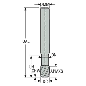 Seco Tools 02462689 | 170060 6.00mm Diameter x 6.00mm Shank x 50.00mm OAL x 50 Degree Helix Angle 4 Cutting Edge MEGA Coated Carbide Corner Chamfer End Mill