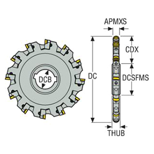 Seco Tools 02740884 | 335.18-12.00-XL0809R-R6 304.80mm Diameter x 13.91mm Functional Length x 90 Degree Cutting Edge Angle Indexable Slotting Cutter