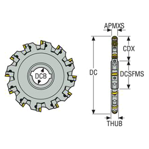 Seco Tools 02740891 | 335.18-12.00-XL0809L-R6 304.80mm Diameter x 1.97mm Functional Length x 90 Degree Cutting Edge Angle Indexable Slotting Cutter