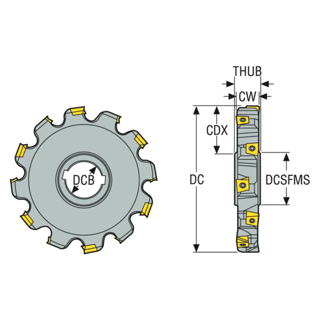 Seco Tools 02788028 | 335.25-200.25.50-7N 200.00mm Diameter x 25.00mm Functional Length x 90 Degree Cutting Edge Angle Indexable Slotting Cutter