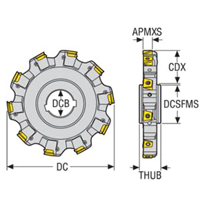 Seco Tools 02814606 | 335.25-160.2126.40-10L 160.00mm Diameter x 5.50mm Functional Length x 90 Degree Cutting Edge Angle Indexable Slotting Cutter