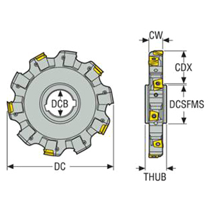 Seco Tools 02814615 | 335.25-315.2126XL.60-9N 315.00mm Diameter x 26.50mm Functional Length x 90 Degree Cutting Edge Angle Indexable Slotting Cutter