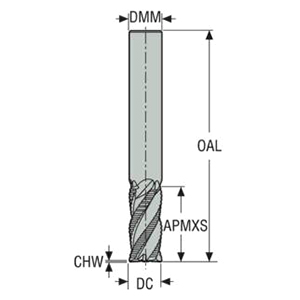 Seco Tools 02826814 | JHP993080D2C.0Z4A 8.00mm Diameter x 8.00mm Shank x 60.00mm OAL x 38 Degree Helix Angle 4 Cutting Edge SIRON Coated Carbide Corner Chamfer End Mill