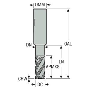 Seco Tools 02828155 | JHP993075F2C.3Z4 7.50mm Diameter x 8.00mm Shank x 60.00mm OAL x 38 Degree Helix Angle 4 Cutting Edge SIRON Coated Carbide Corner Chamfer End Mill