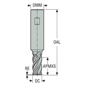 Seco Tools 02828210 | JHP951080D2C.3Z4 8.00mm Diameter x 8.00mm Shank x 60.00mm OAL x 40 Degree Helix Angle 4 Cutting Edge SIRON Coated Carbide Corner Chamfer End Mill