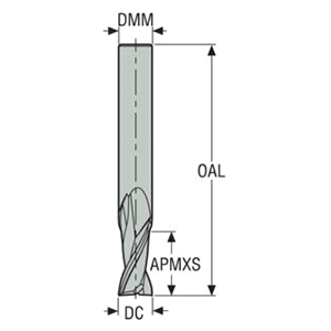 Seco Tools 02881765 | JS412080D2SZ2.0 8.00mm Diameter x 8.00mm Shank x 63.00mm OAL x 30 Degree Helix Angle 2 Flute Uncoated Carbide Square End Mill