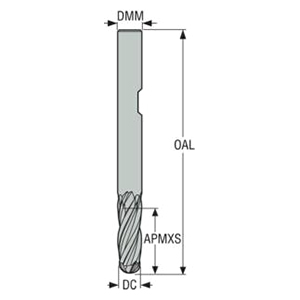 Seco Tools 02928395 | JS534060D2B.3Z4 6.00mm Diameter x 6.00mm Shank x 3.00mm Corner Radius x 75.00mm OAL x 30 Degree Helix Angle 4 Flute NXT Coated Carbide Ball End Mill