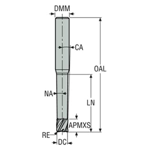 Seco Tools 02968263 | JH142040J3R030.0Z2 4.00mm Diameter x 6.00mm Shank x 0.30mm Corner Radius x 60.00mm OAL x 28 Degree Helix Angle 2 Flute HXT Coated Carbide Corner Radius End Mill