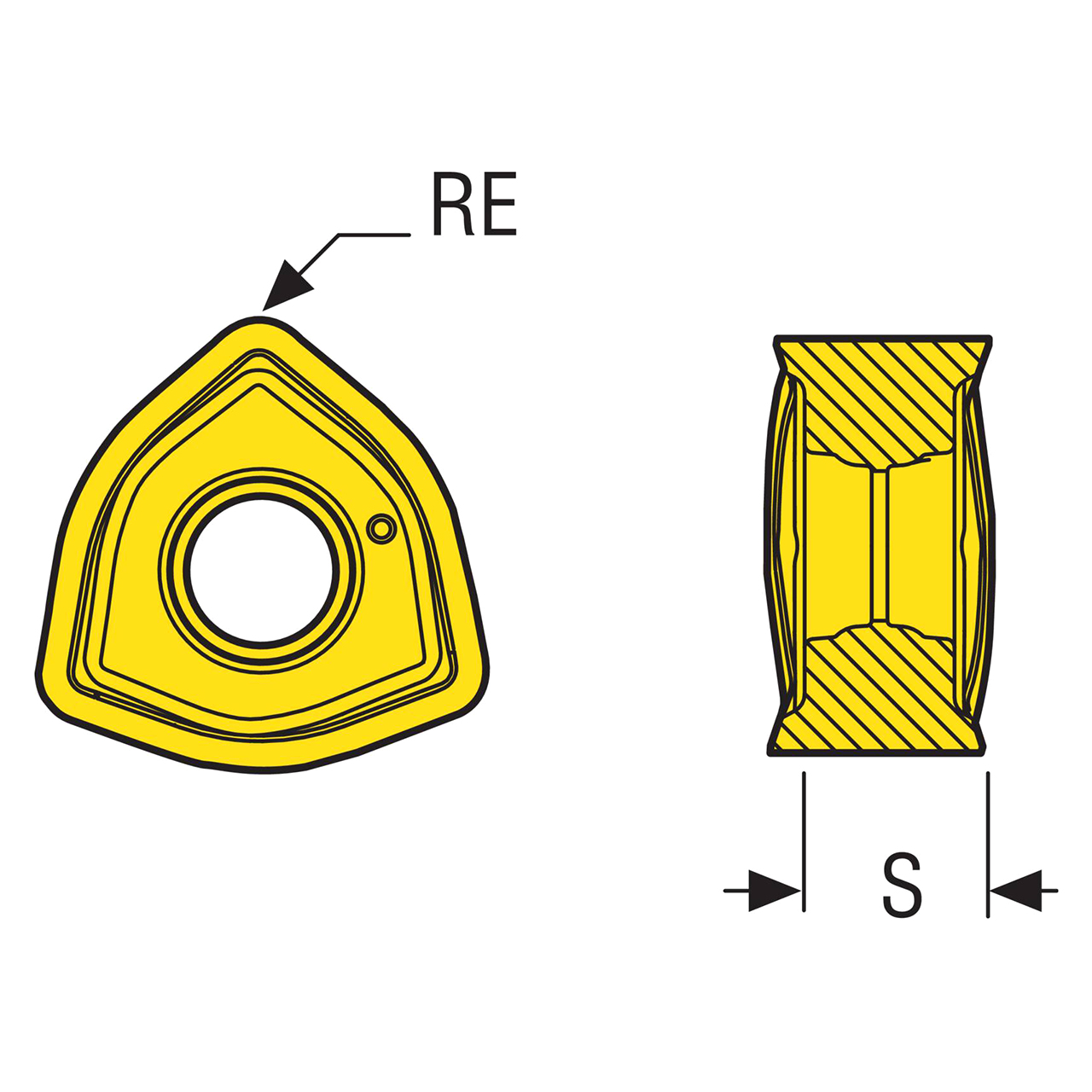 Seco Tools 03273088 |218.21-230TR-06-M15 0.500" Inscribed Circle Diameter x 0.063" Corner Radius x 0.234" Thickness 6 Cutting Edge Carbide Milling Insert