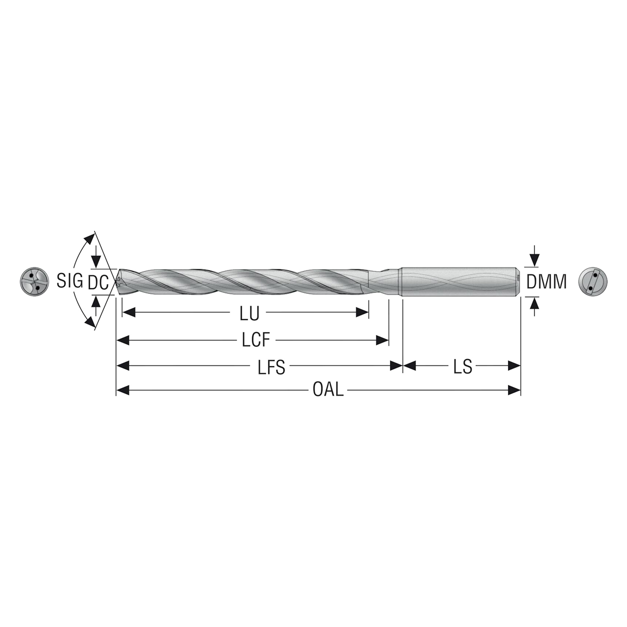 Seco Tools 03295083 | SD1108A-1950-170-20R1 19.50mm Diameter x 20.00mm Shank x 244.00mm OAL x 30 Degree Helix Angle 2 Cutting Edge Carbide Taper Length Drill Bit