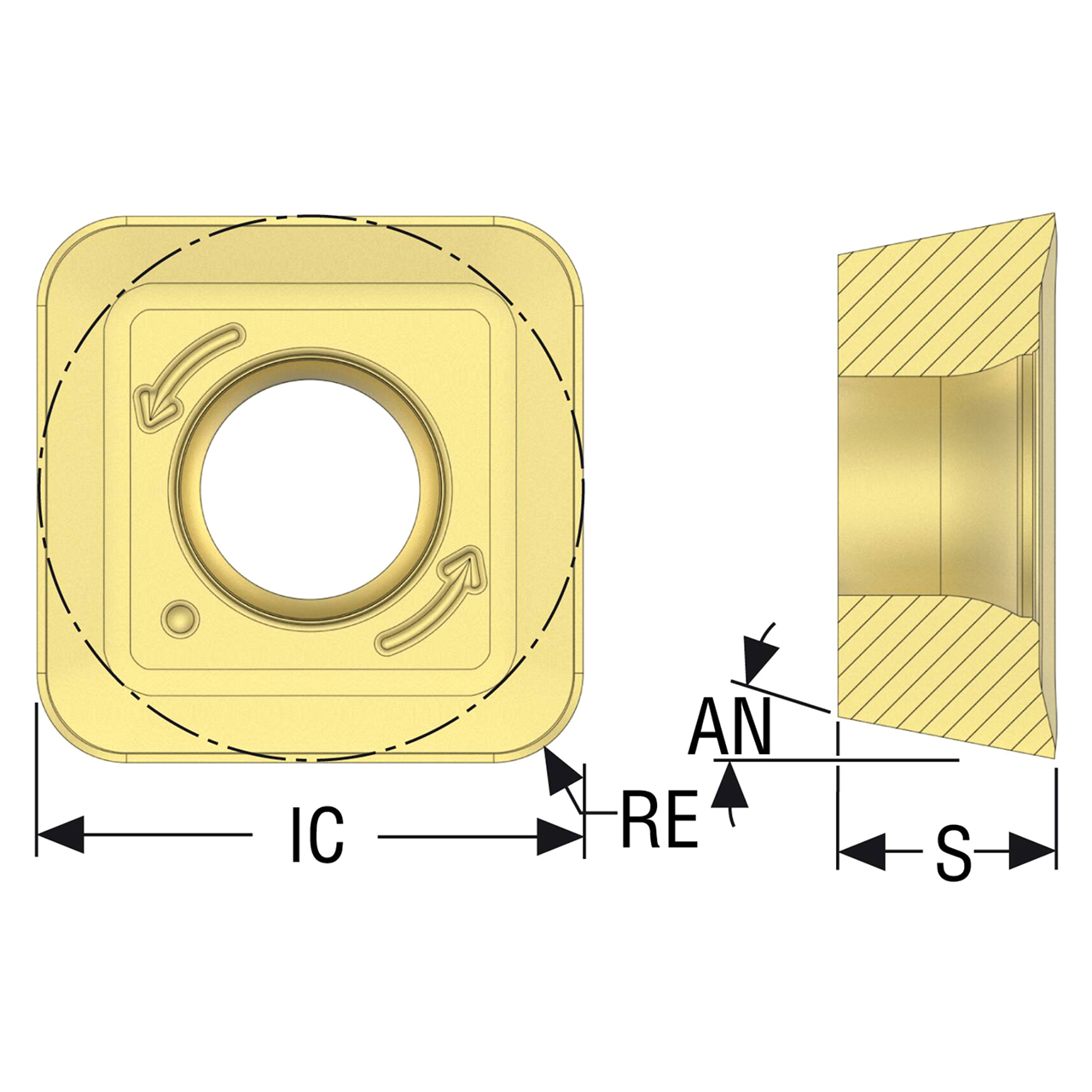 Seco Tools 10068958 |SPKT140523TN-M14 0.551" Inscribed Circle Diameter x 0.091" Corner Radius x 0.219" Thickness 4 Cutting Edge Carbide Milling Insert