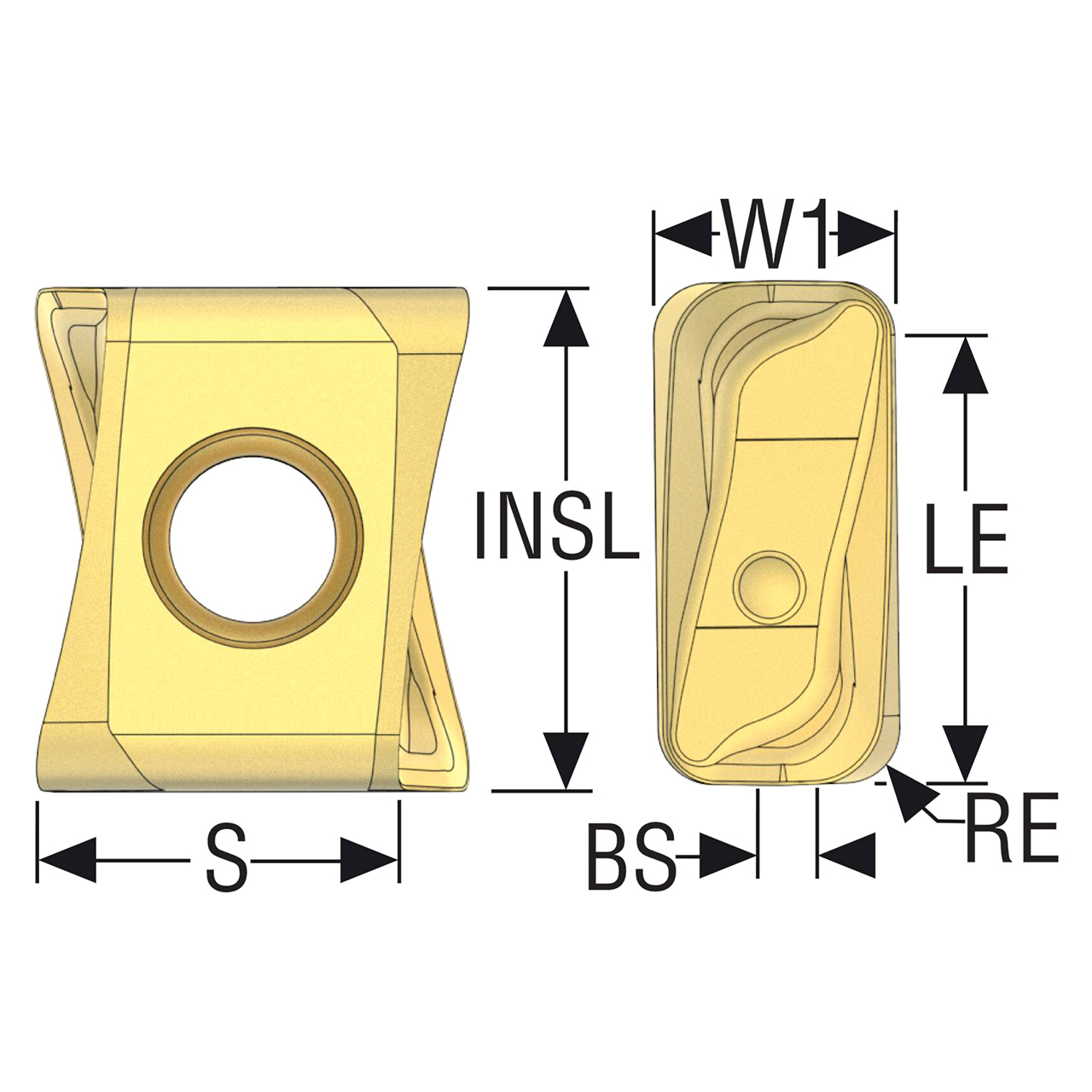 Seco Tools 10198829 | LOEX080408TR-M08 0.80mm Corner Radius x 6.60mm Thickness 4 Cutting Edge Carbide Milling Insert