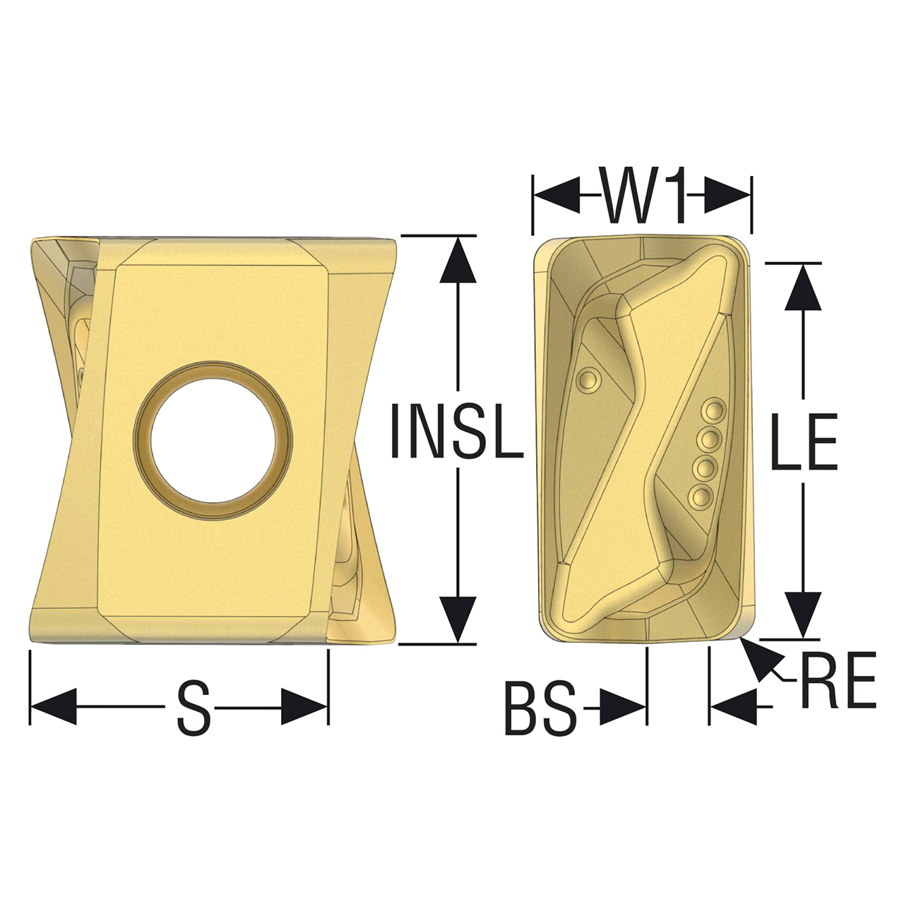 Seco Tools 10207742 | LOEX120708TR-T4-M12 0.80mm Corner Radius x 10.26mm Thickness 4 Cutting Edge Carbide Milling Insert