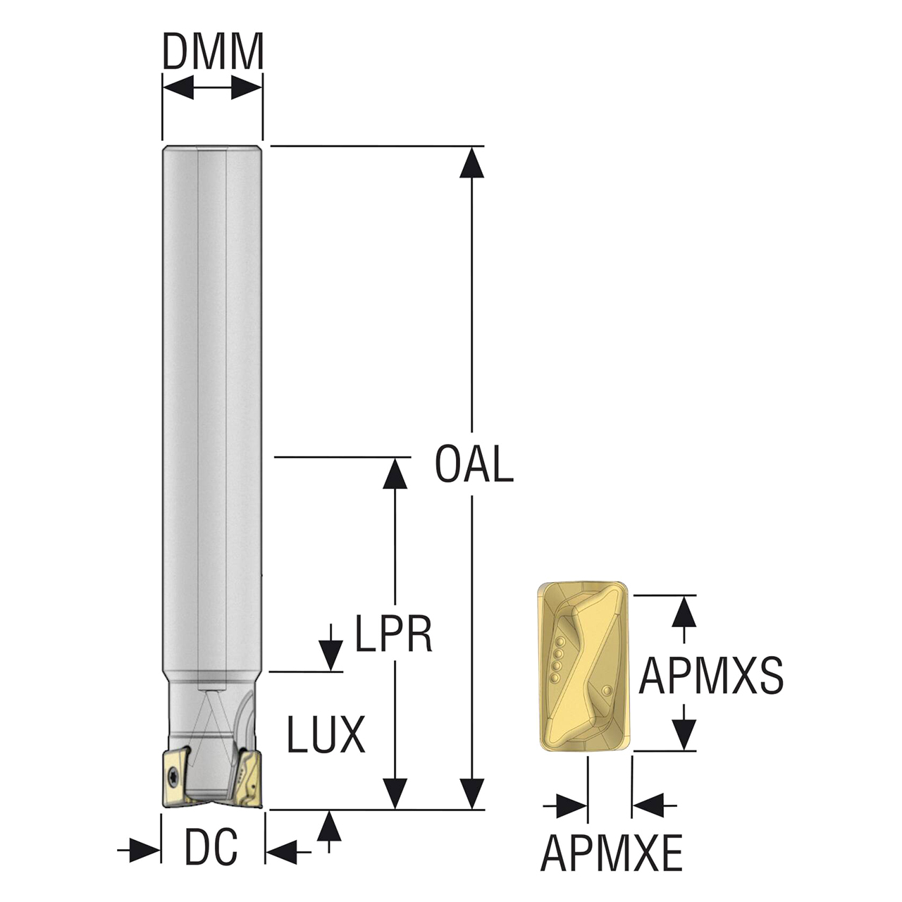 Seco Tools 10207966 | R217.94-2525.0-LO12-2A 25.00mm Diameter x 25.00mm Shank x 170.00mm OAL Indexable Square-Shoulder End Mill