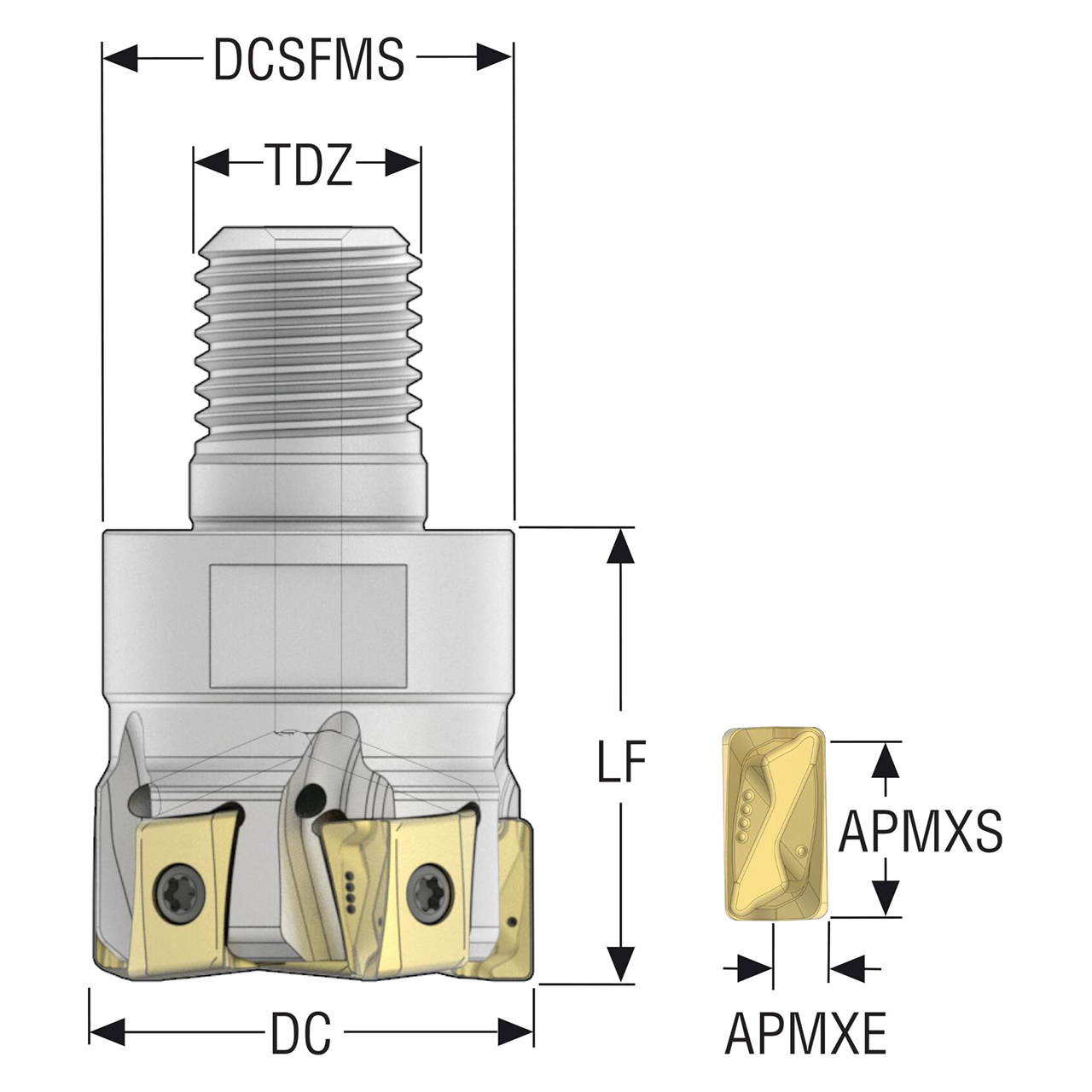 Seco Tools 10207971 | R217.94-2040.RE-LO12-5A 40.00mm Diameter x 40.00mm Functional Length x 90 Degree Cutting Edge Angle Indexable Square-Shoulder End Mill