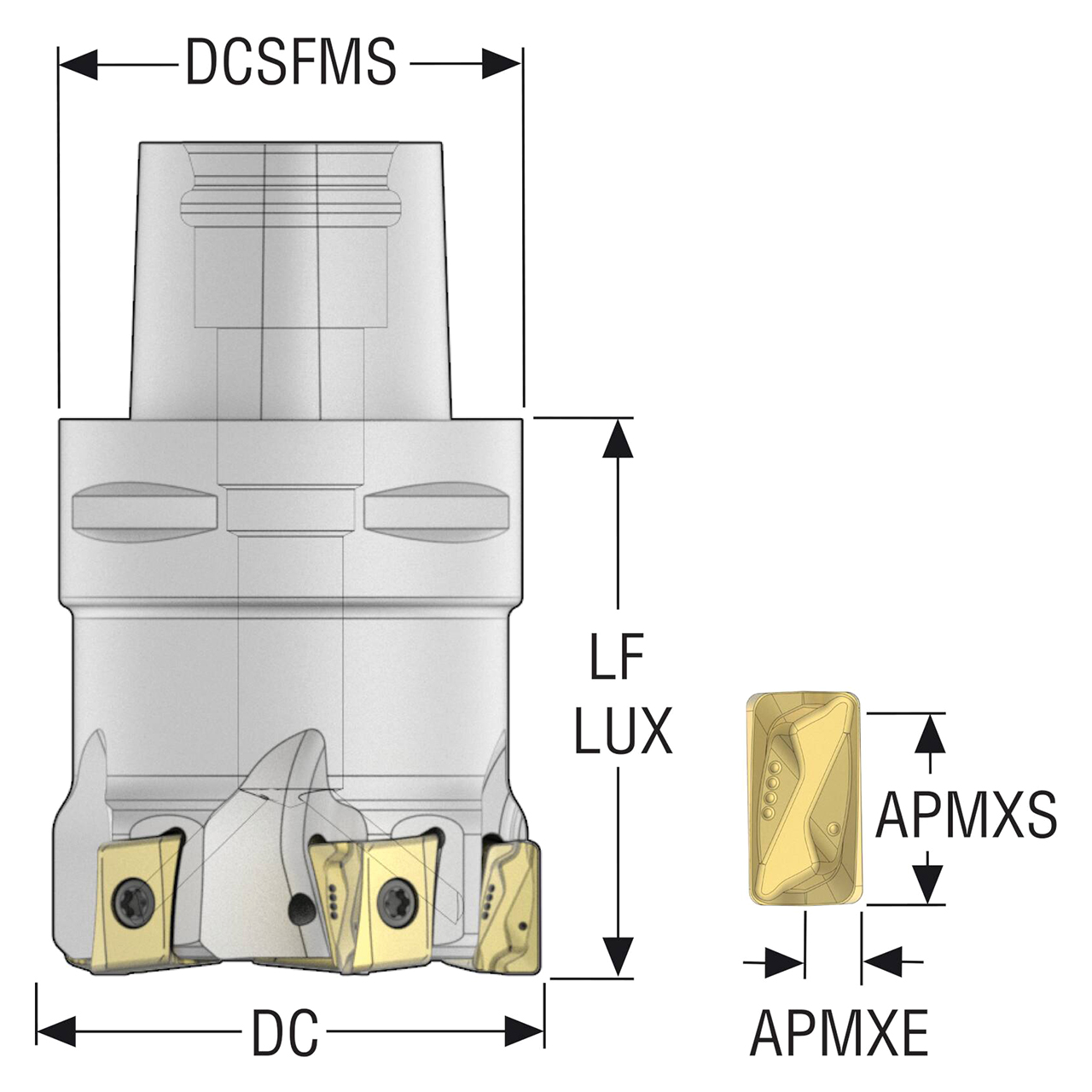Seco Tools 10207972 | C4-R217.94-044-LO12-4A 44.00mm Diameter x 60.00mm Functional Length x 90 Degree Cutting Edge Angle Indexable Square-Shoulder End Mill