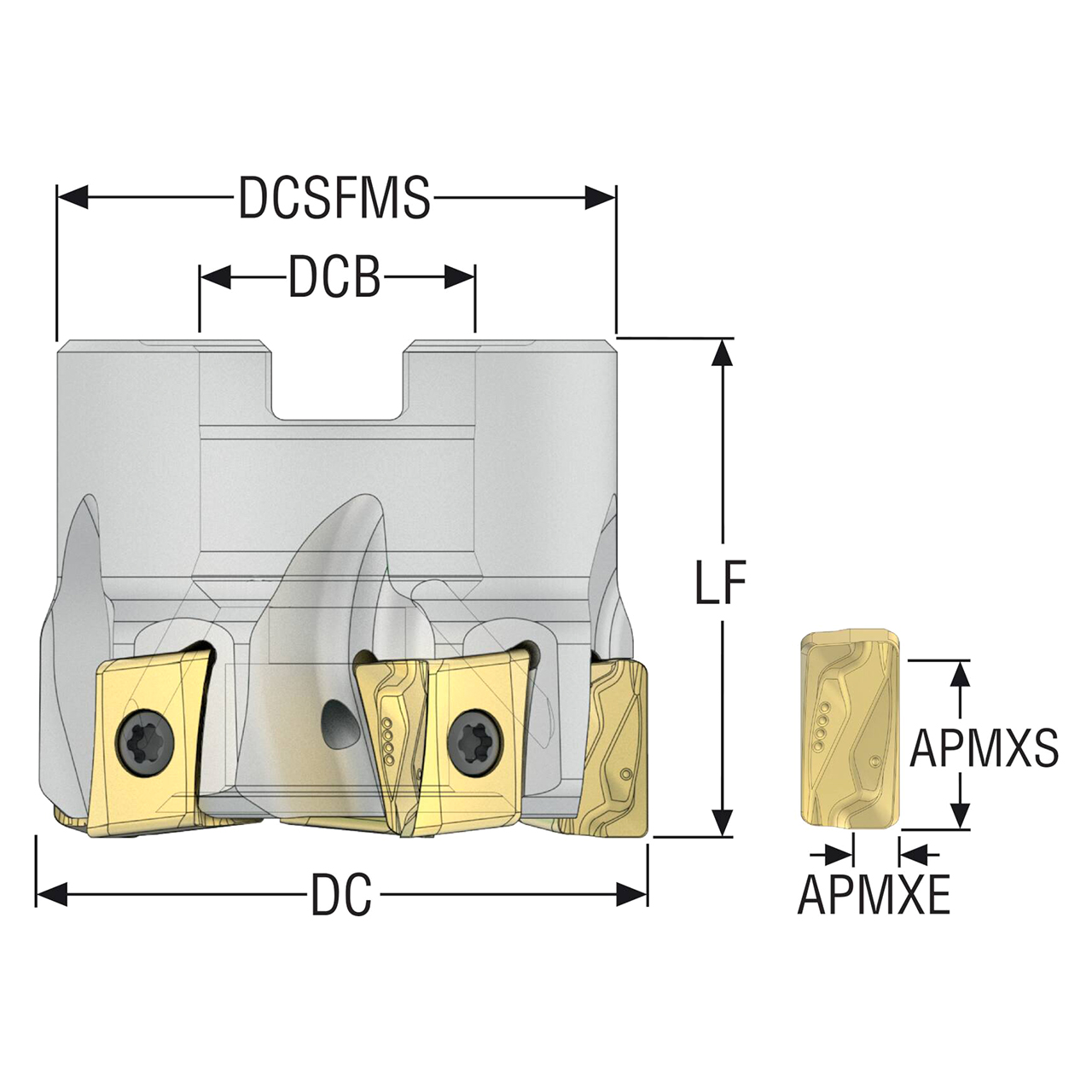 Seco Tools 10207976 | R220.94-0050-LO12-5A 50.00mm Diameter x 40.00mm Functional Length x 90 Degree Cutting Edge Angle Indexable Square-Shoulder End Mill