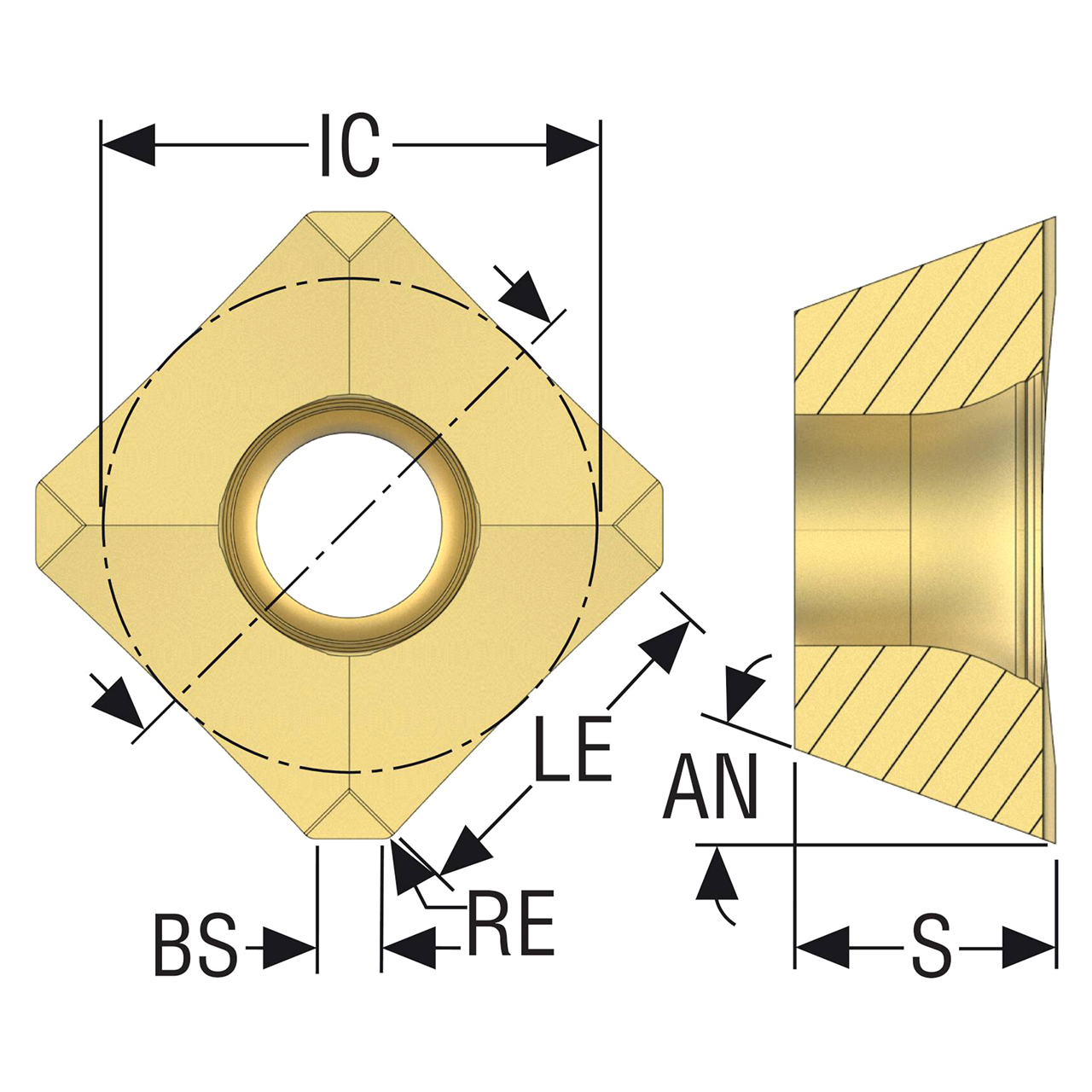 Seco Tools 10245074 | SEEX09T3AFTN-M08 0.30mm Corner Radius x 3.97mm Thickness 4 Cutting Edge Carbide Milling Insert