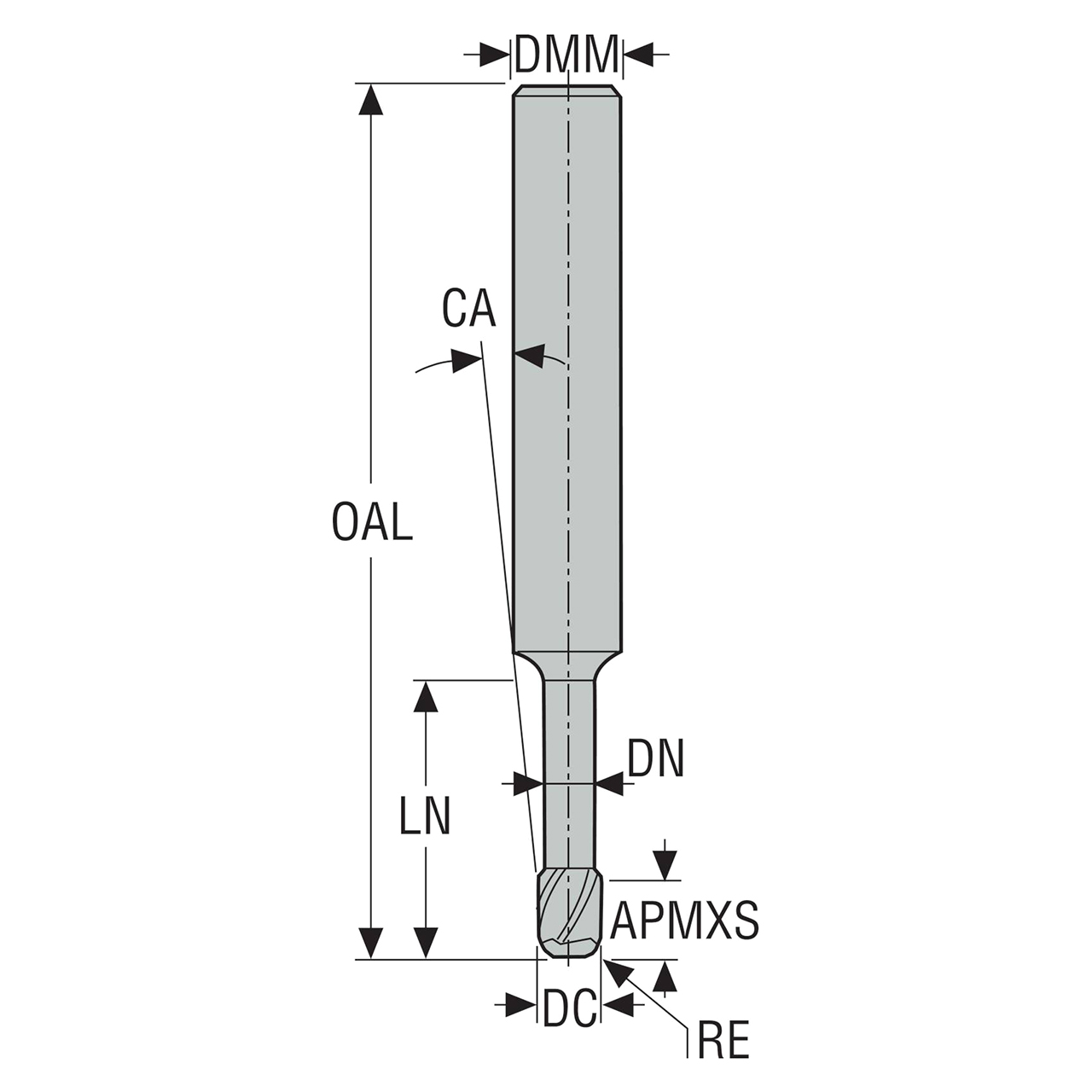 Seco Tools 00020155 | 910040R050 4.00mm Diameter x 6.00mm Shank x 0.50mm Corner Radius x 50.00mm OAL x 40 Degree Helix Angle 3 Flute MEGA Coated Carbide Corner Radius End Mill