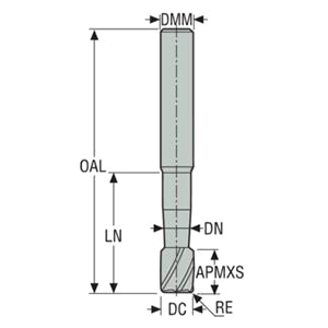 Seco Tools 00022702 | 440060 6.00mm Diameter x 6.00mm Shank x 1.50mm Corner Radius x 60.00mm OAL x 30 Degree Helix Angle 2 Flute MEGA Coated Carbide Corner Radius End Mill