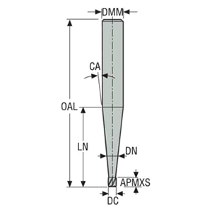Seco Tools 00023229 | 905008 0.80mm Diameter x 3.00mm Shank x 0.05mm Corner Radius x 40.00mm OAL x 20 Degree Helix Angle 2 Flute MEGA Coated Carbide Corner Radius End Mill