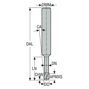 Seco Tools 02462685 | 170020 2.00mm Diameter x 6.00mm Shank x 50.00mm OAL x 50 Degree Helix Angle x 3 Cutting Edge MEGA Coated Carbide Corner Chamfer End Mill