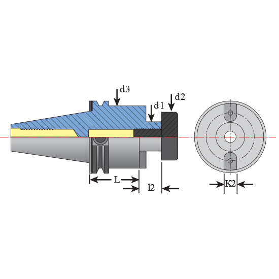 Techniks 44.151.68.200 | CAT50 Taper x 1" Size x 1.190" Diameter x 2" Projection Length Steel Face Mill Arbor