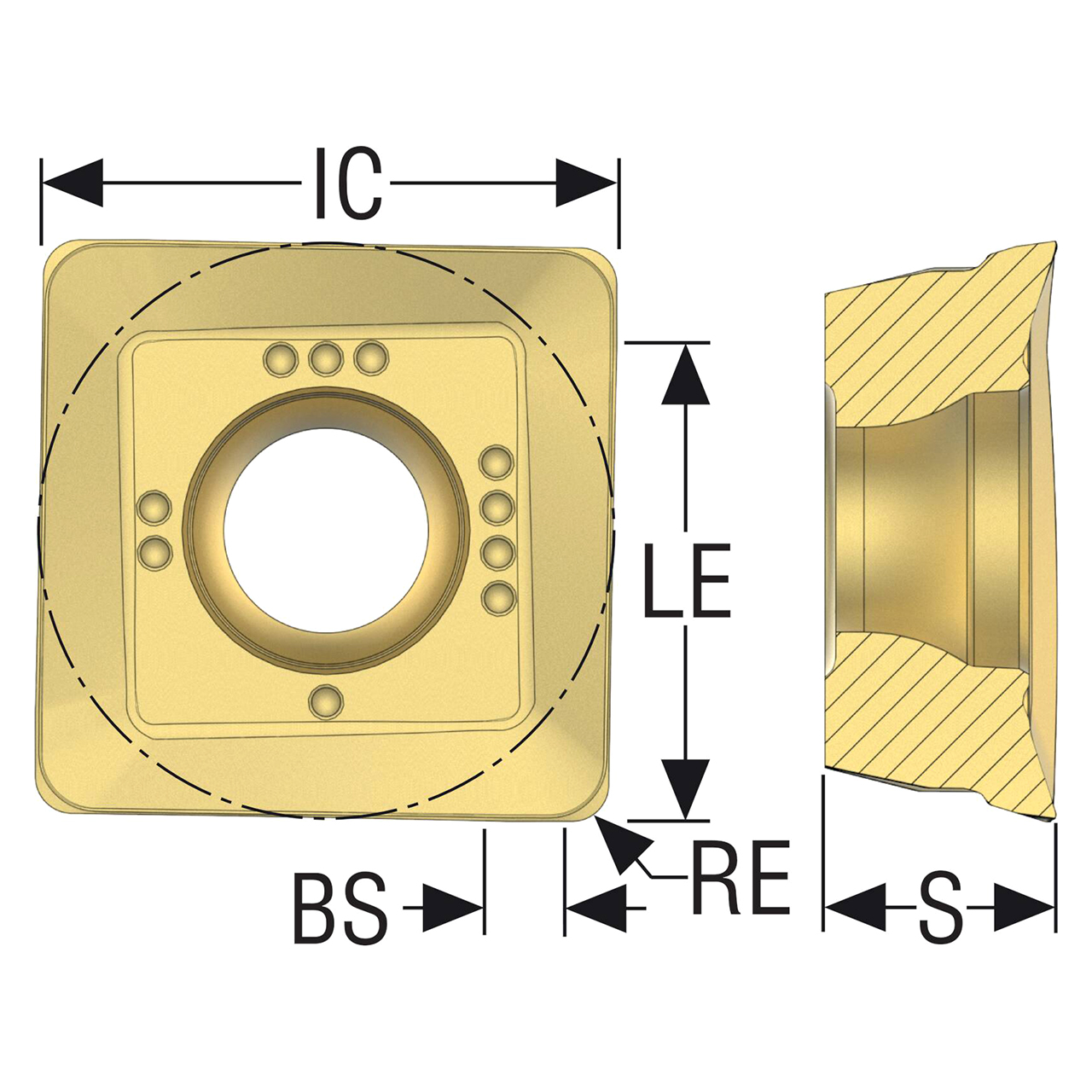 Seco Tools 03273281 |SONX150508TR-M14 0.622" Inscribed Circle Diameter x 0.032" Corner Radius x 0.219" Thickness 4 Cutting Edge Carbide Face Milling Insert