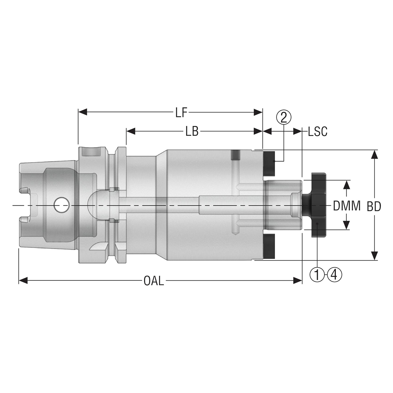 Seco Tools 03301564 | HSKA63-SM27-100-L1 60.00mm Diameter x 27.00mm Shank x 153.00mm OAL Shell Mill Holder