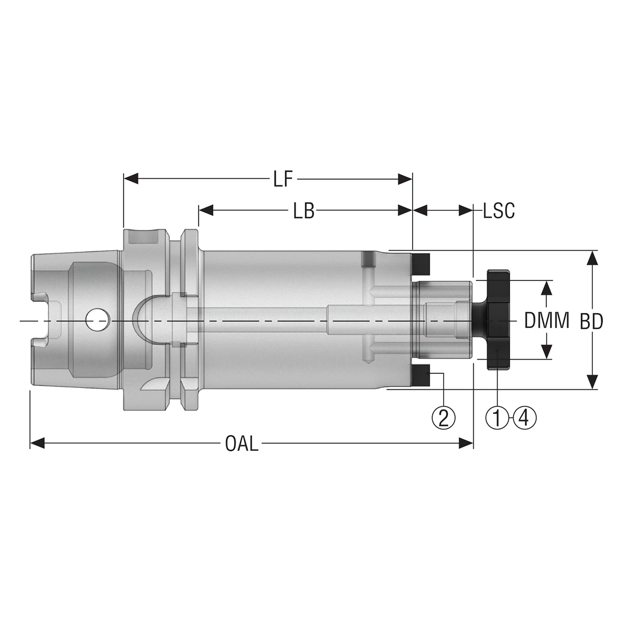 Seco Tools 03301567 | HSKA63-SM32-100-F3L1 58.00mm Diameter x 32.00mm Shank x 156.00mm OAL Shell Mill Holder