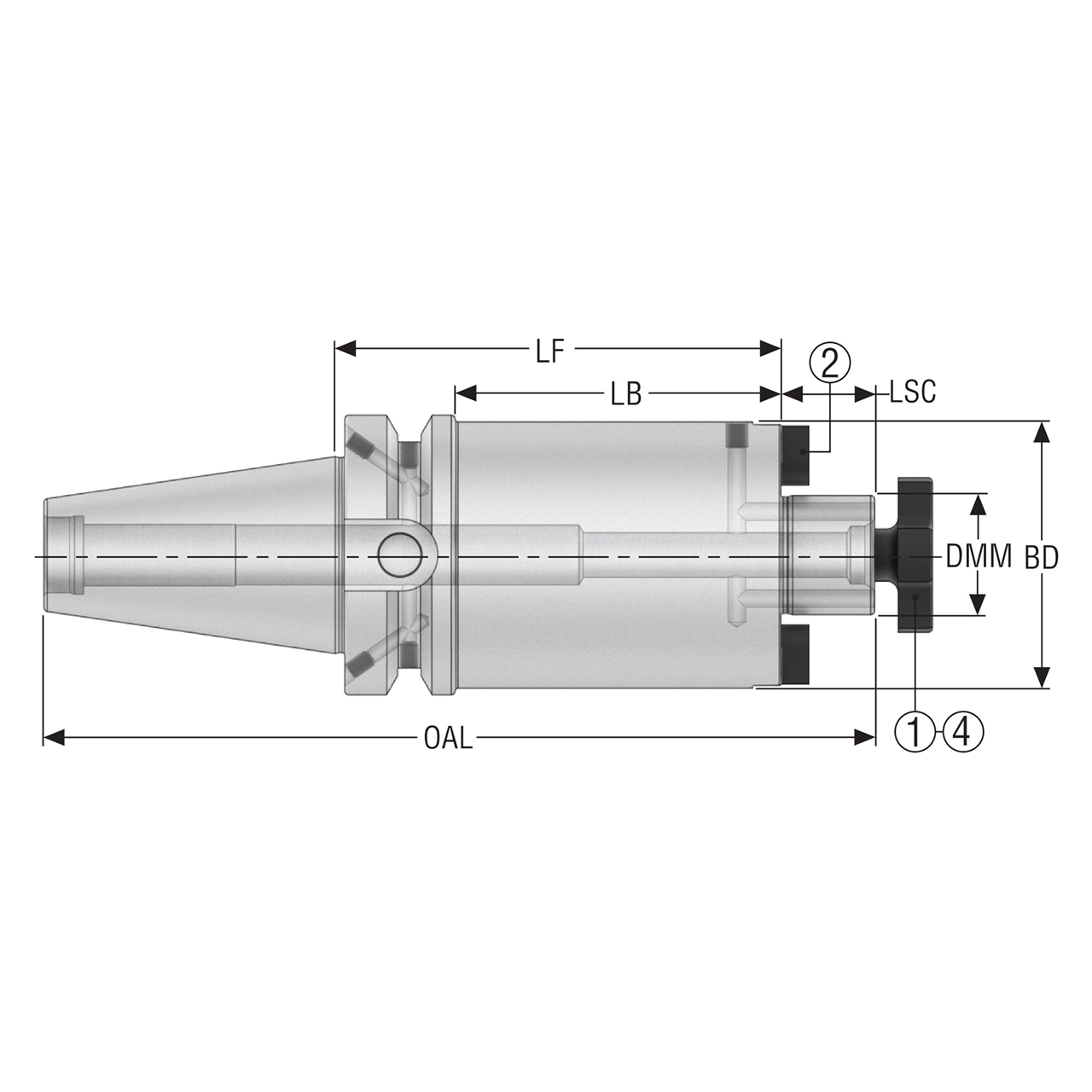 Seco Tools 03301652 | BT40TFADB-SM32-050-L1 78.00mm Diameter x 32.00mm Shank x 139.40mm OAL Shell Mill Holder