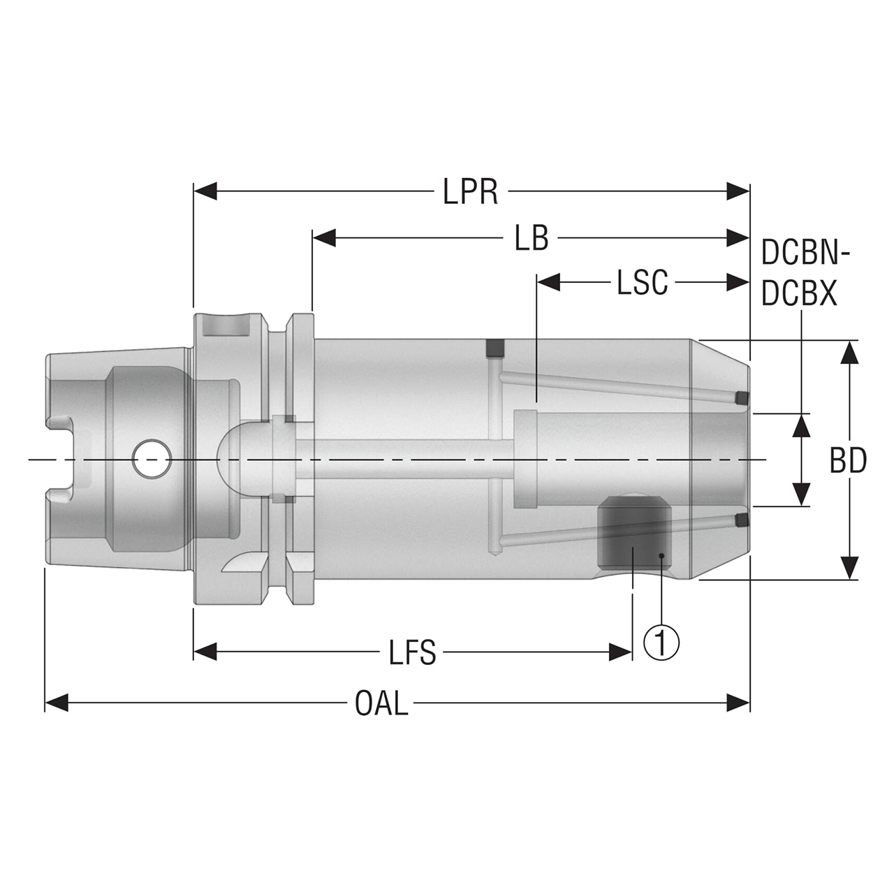 Seco Tools 03301704 | HSKA100-EM08-080-L1 28.00mm Diameter x 130.00mm OAL End Mill Holder
