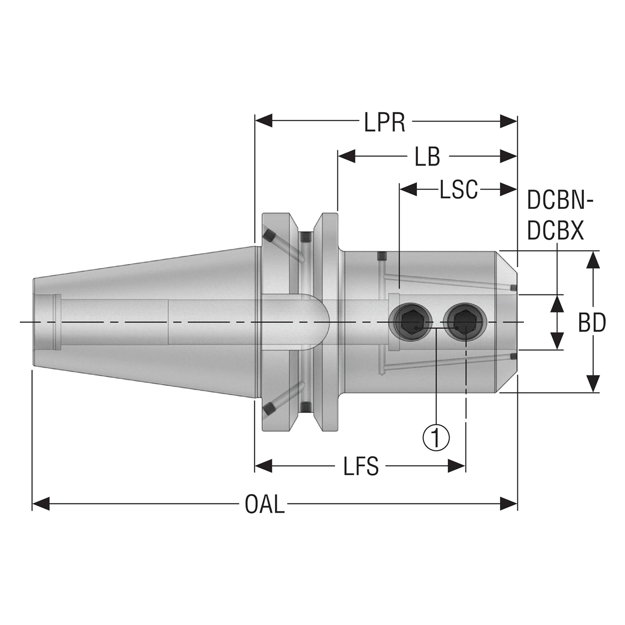 Seco Tools 03301720 | BT50TFADB-EM40-115-L1 80.00mm Diameter x 216.80mm OAL End Mill Holder