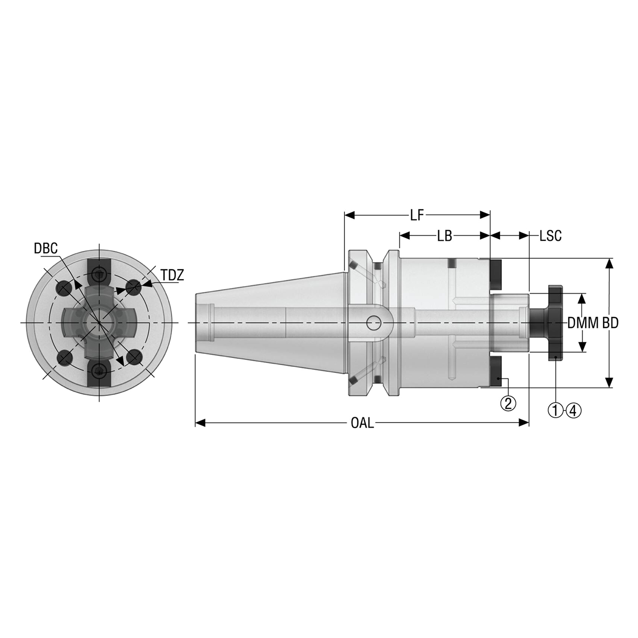 Seco Tools 10007159 | BT50ADB-SM40-100-L1 89.00mm Diameter x 40.00mm Shank x 228.80mm OAL Shell Mill Holder