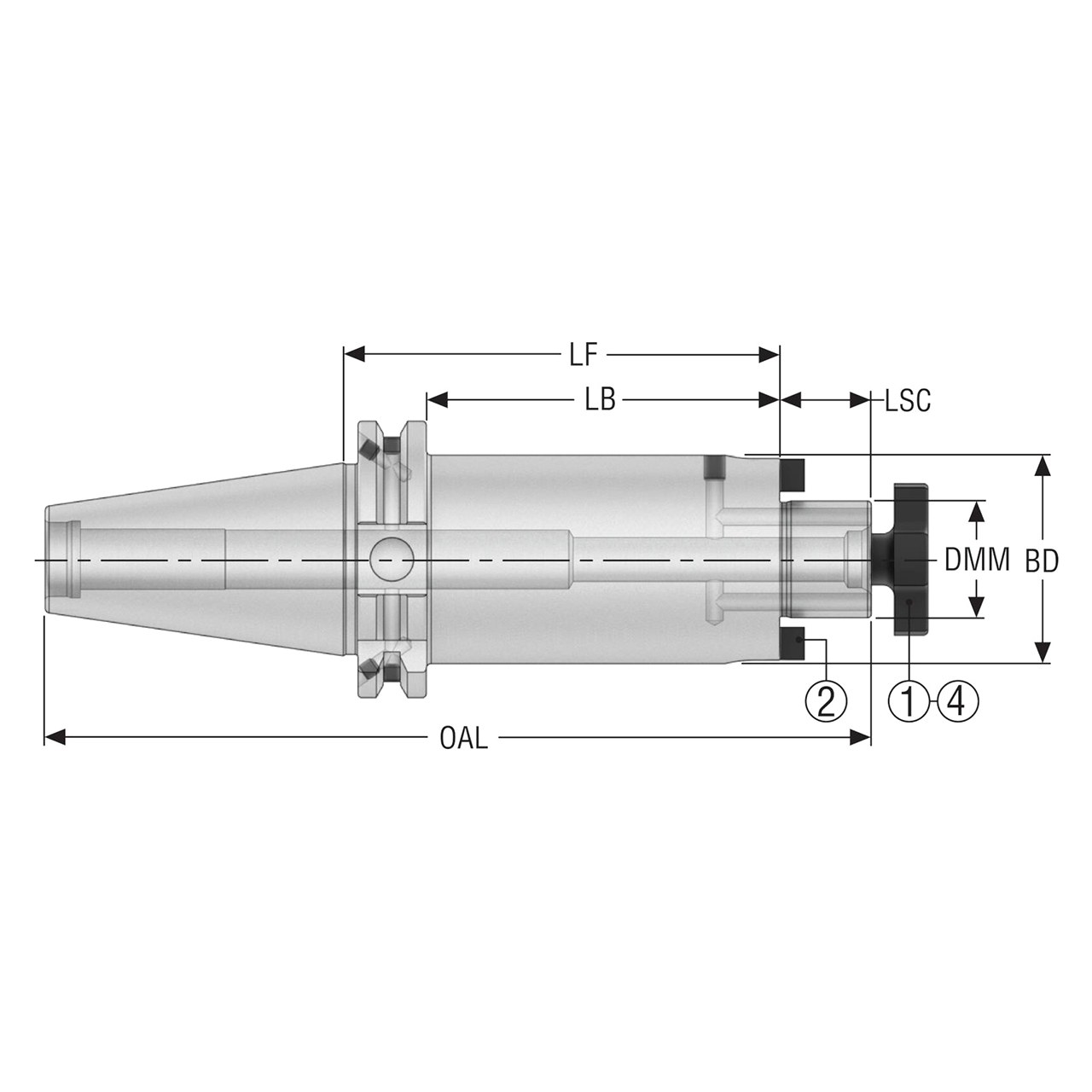 Seco Tools 10007165 | DIN40ADB-SM22-044-F3L1 40.00mm Diameter x 22.00mm Shank x 131.40mm OAL Shell Mill Holder