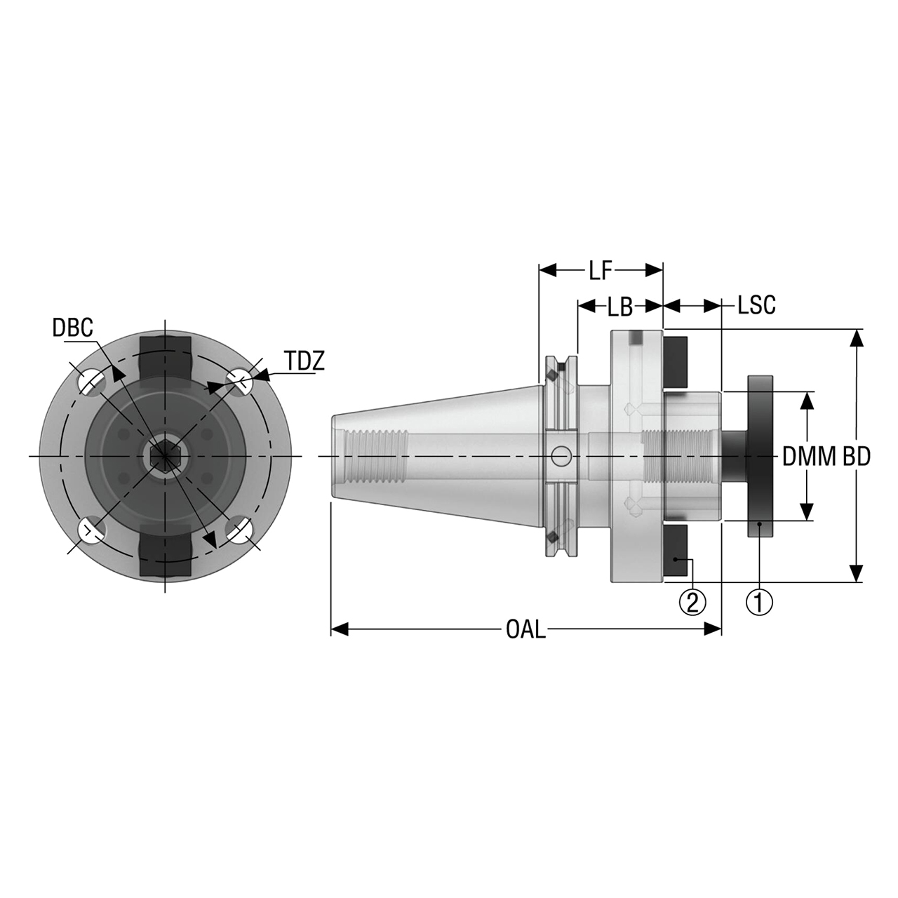 Seco Tools 10007187 | DIN50ADB-SM40-050-L1 89.00mm Diameter x 40.00mm Shank x 178.75mm OAL Shell Mill Holder