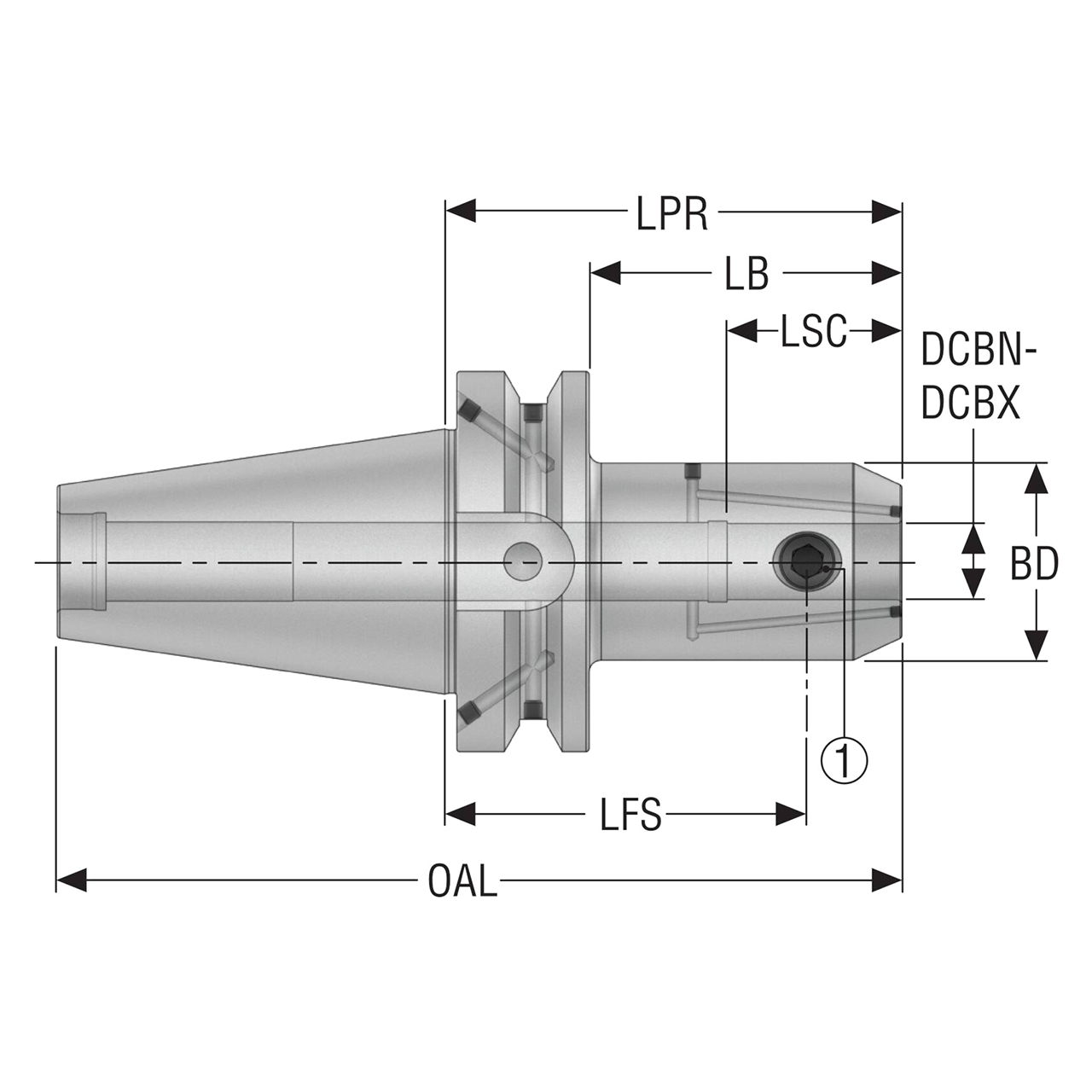 Seco Tools 10007215 | BT40ADB-EM18-063-L1 50.00mm Diameter x 128.40mm OAL End Mill Holder