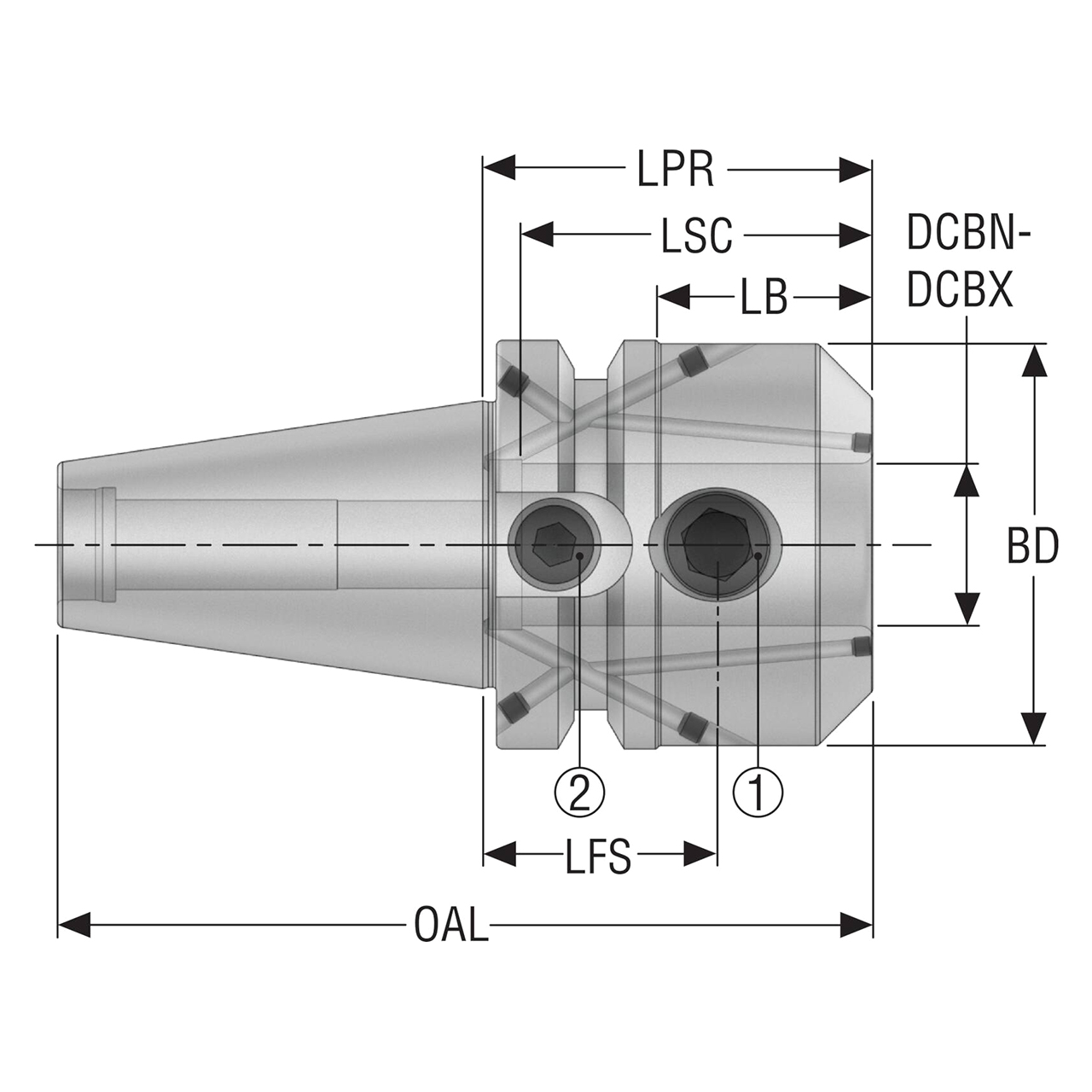Seco Tools 10007220 | BT40ADB-EM32-065-F5L1 62.00mm Diameter x 130.40mm OAL End Mill Holder