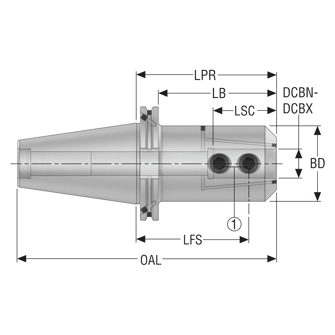 Seco Tools 10007251 | DIN40ADB-EM25-100-L1 63.00mm Diameter x 168.40mm OAL End Mill Holder
