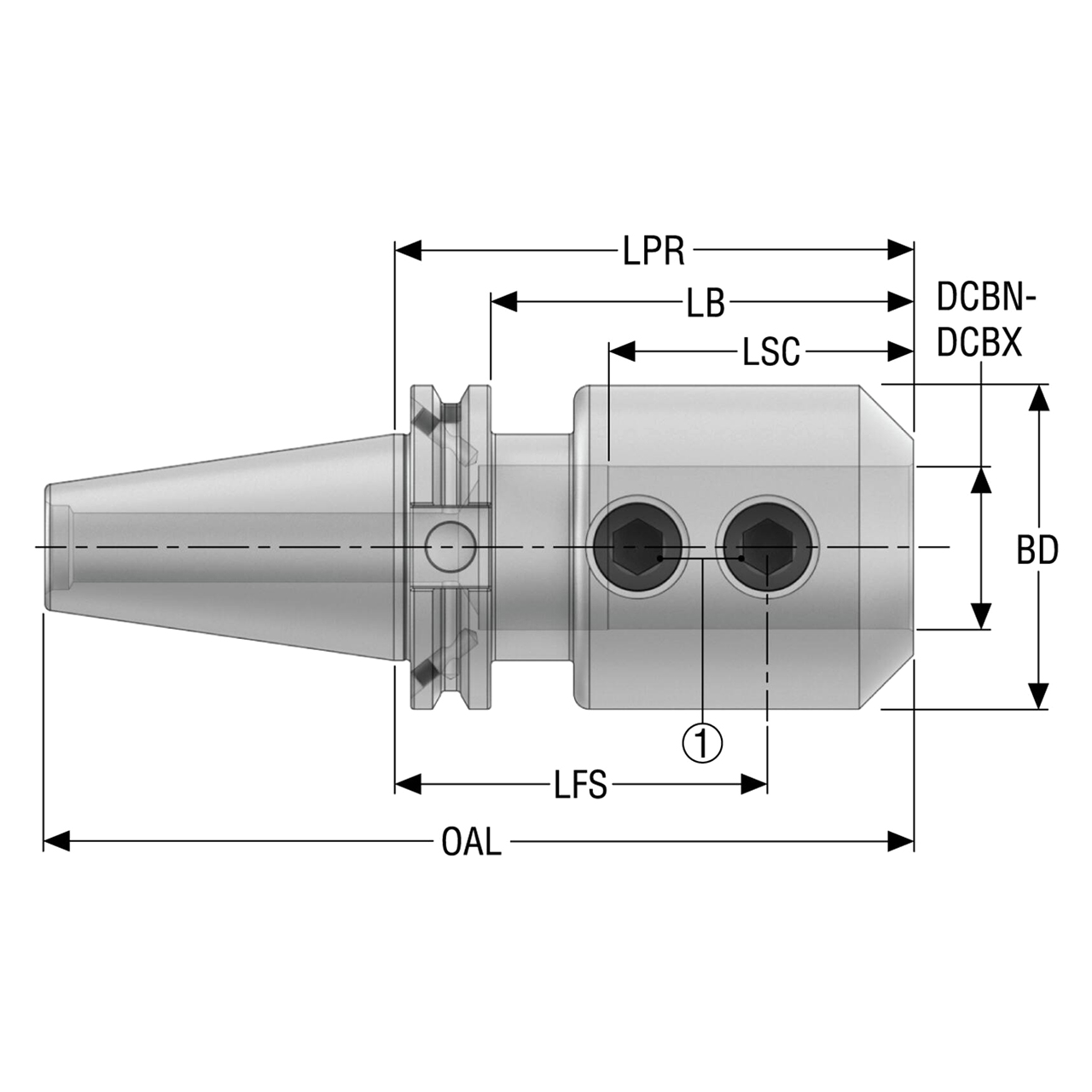 Seco Tools 10008190 | CAT40ADB-EM25-4.000 65.00mm Diameter x 169.85mm OAL End Mill Holder